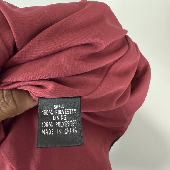 Adrianna Papell Ombre Ruffle Rosette Ruched Dress 12 Wine Black Vampy Goth Prom - Picture 6 of 9